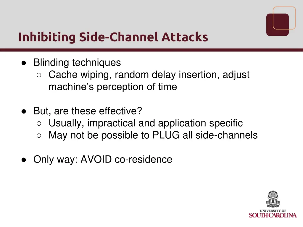 inhibiting side channel attacks