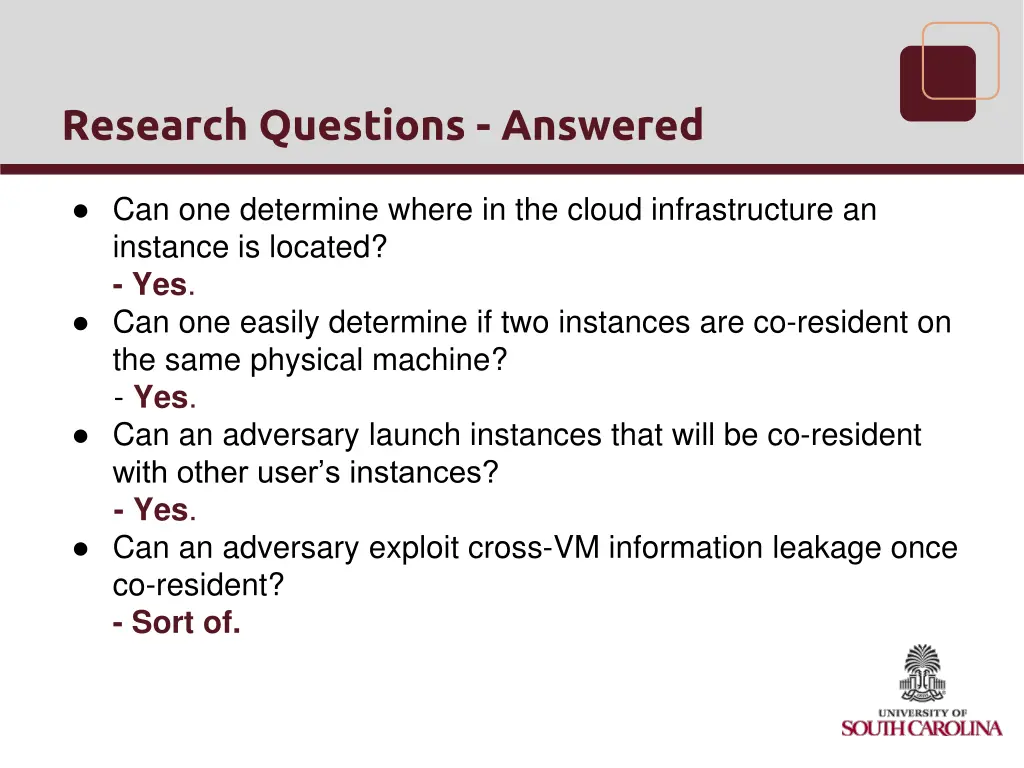 research questions answered