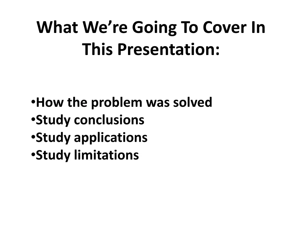 what we re going to cover in this presentation