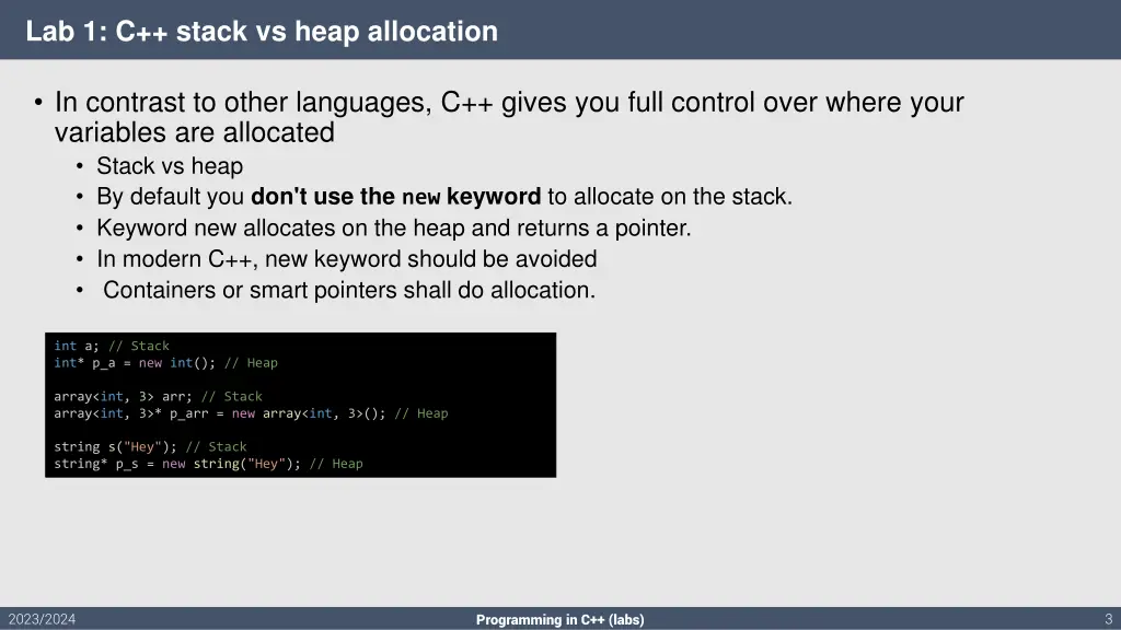 lab 1 c stack vs heap allocation