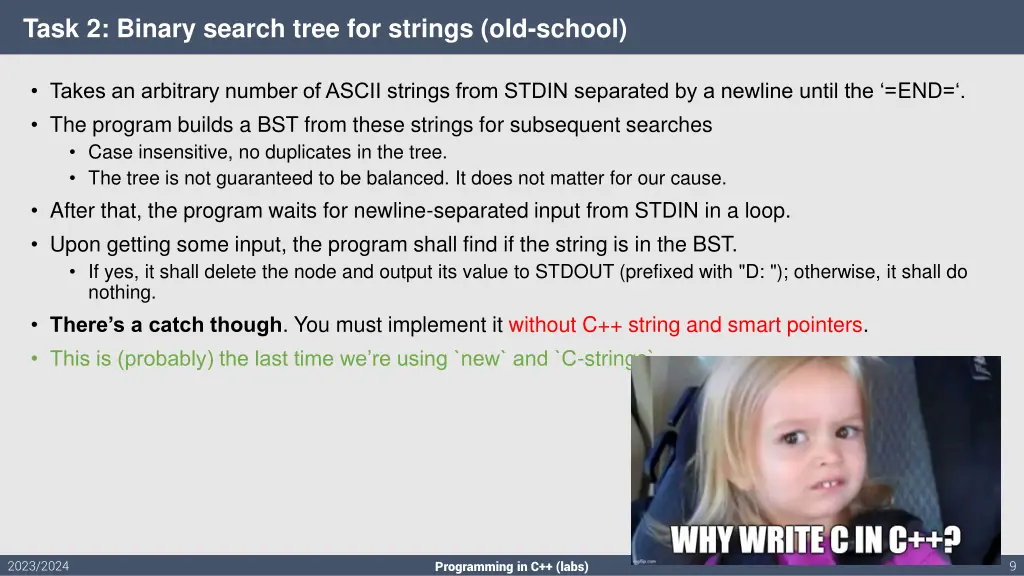 task 2 binary search tree for strings old school