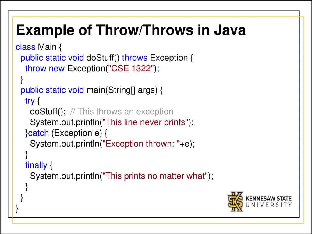 example of throw throws in java class main public