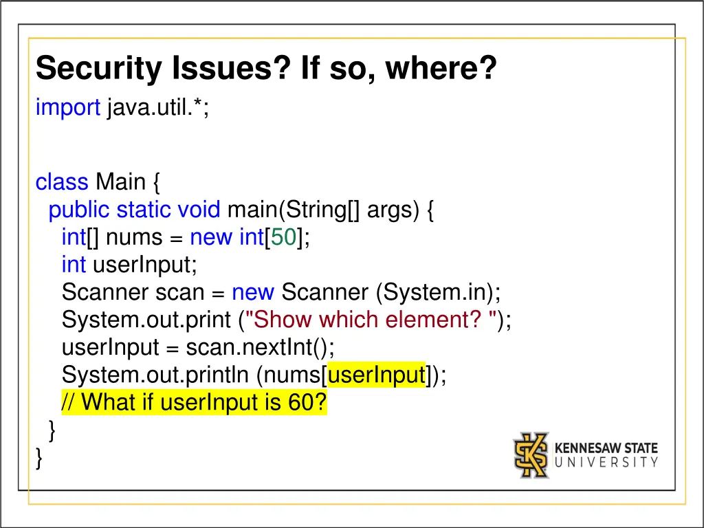 security issues if so where import java util 1