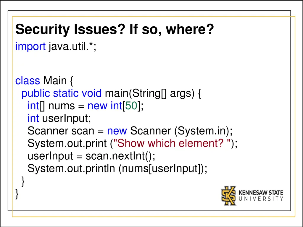 security issues if so where import java util