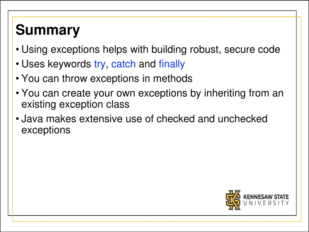 summary using exceptions helps with building