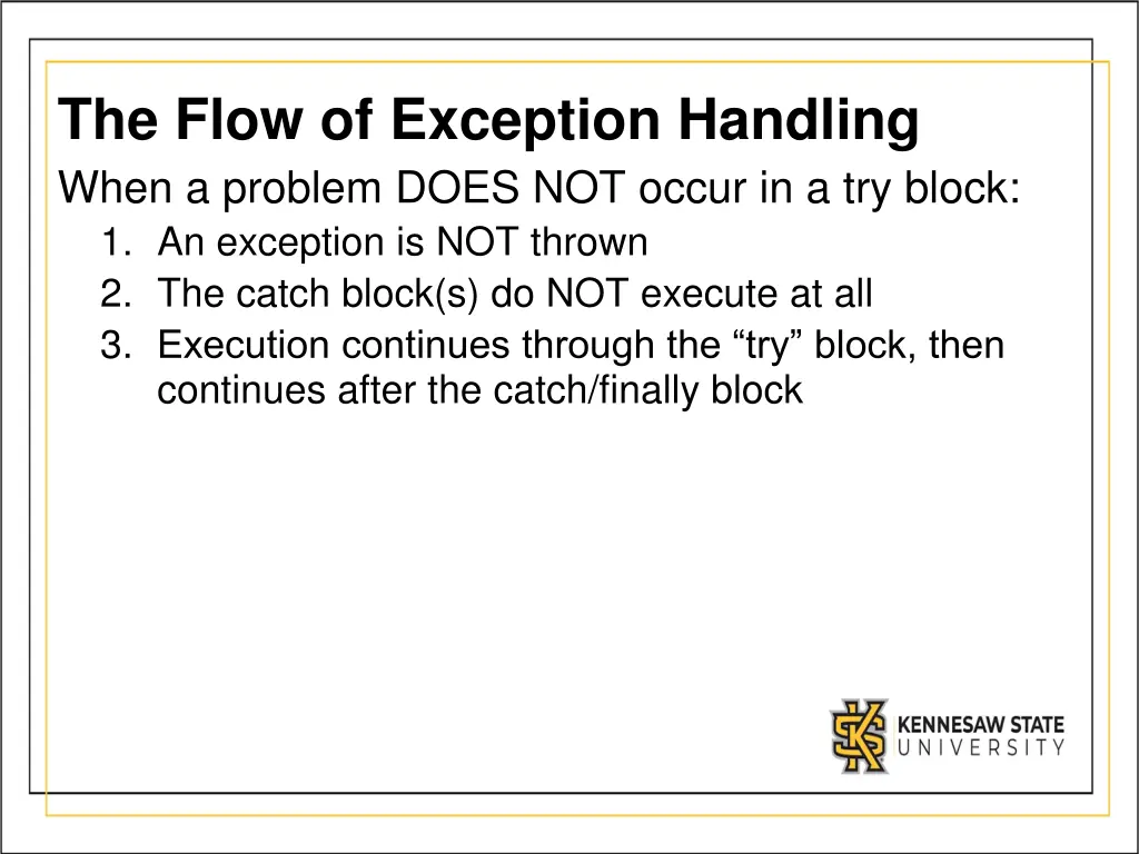 the flow of exception handling when a problem 1