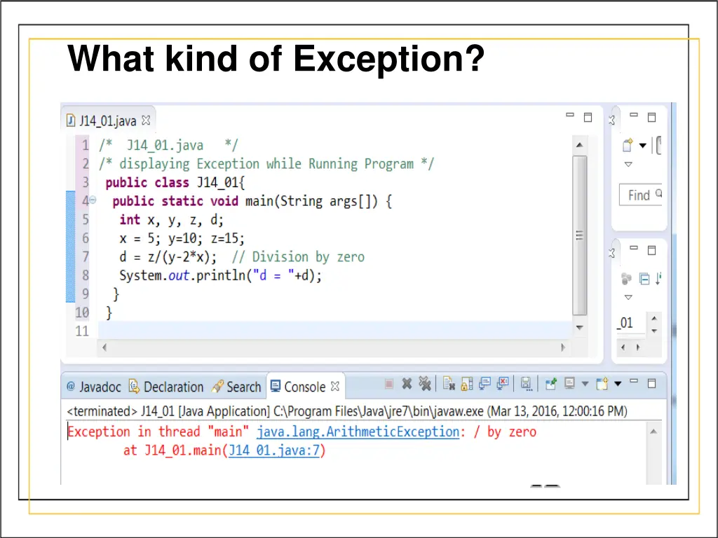 what kind of exception 1