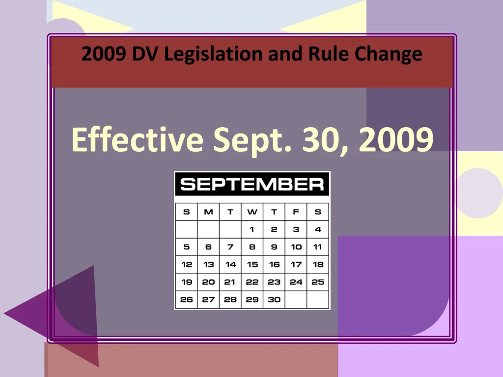 2009 dv legislation and rule change 1