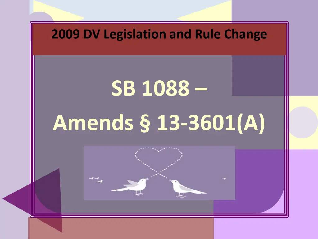 2009 dv legislation and rule change