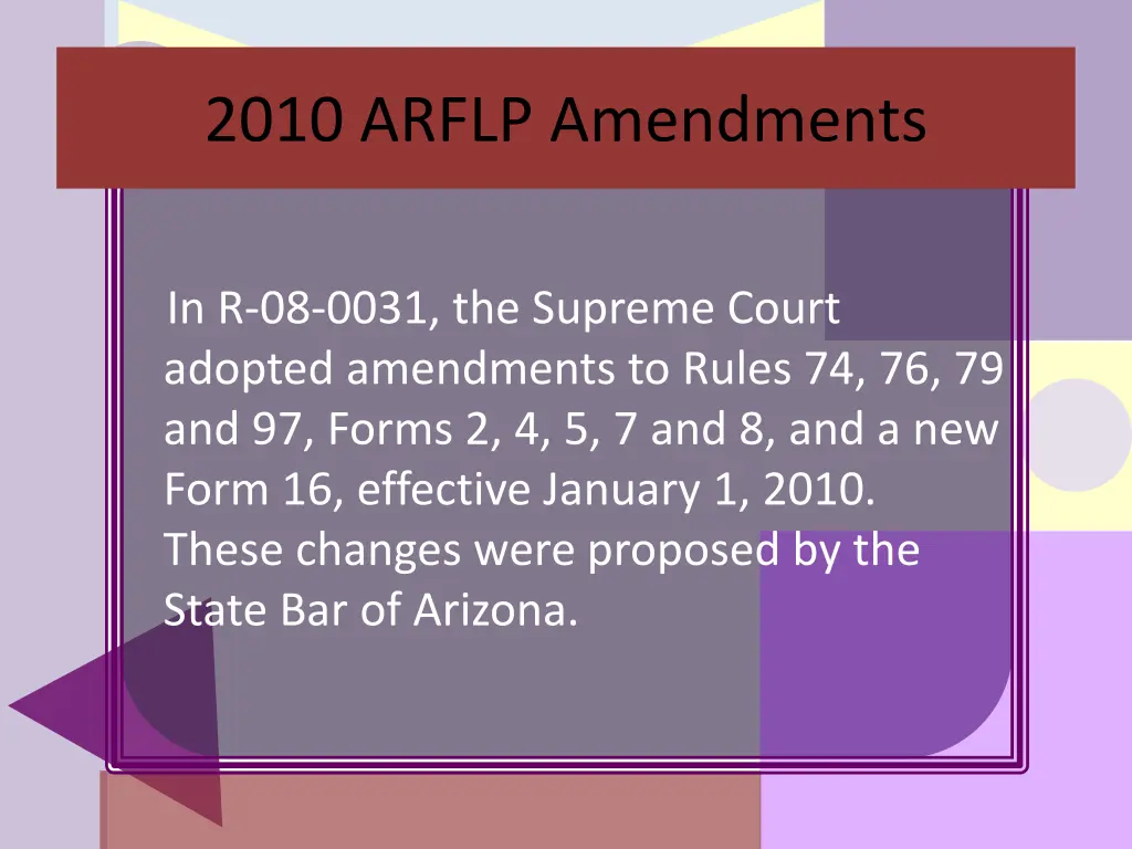 2010 arflp amendments