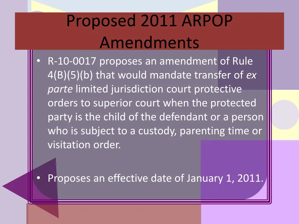 proposed 2011 arpop amendments r 10 0017 proposes