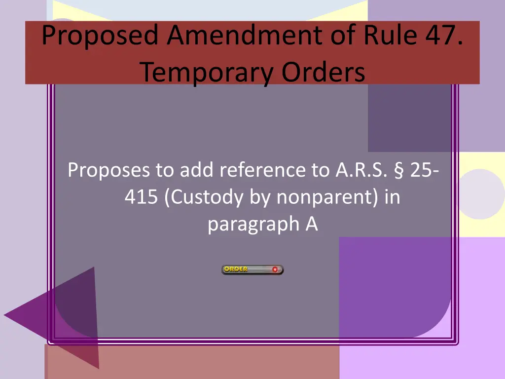 proposed amendment of rule 47 temporary orders