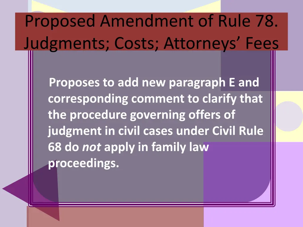 proposed amendment of rule 78 judgments costs