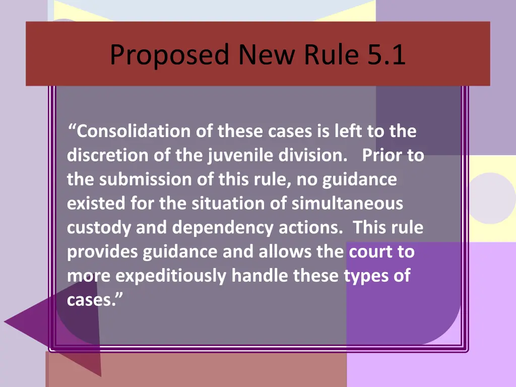 proposed new rule 5 1 1