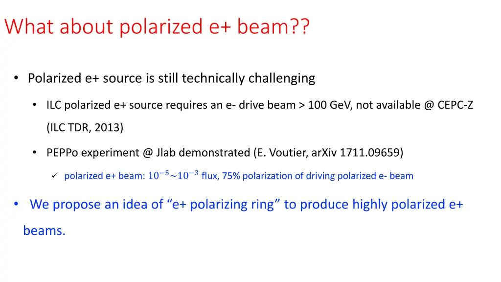 what about polarized e beam