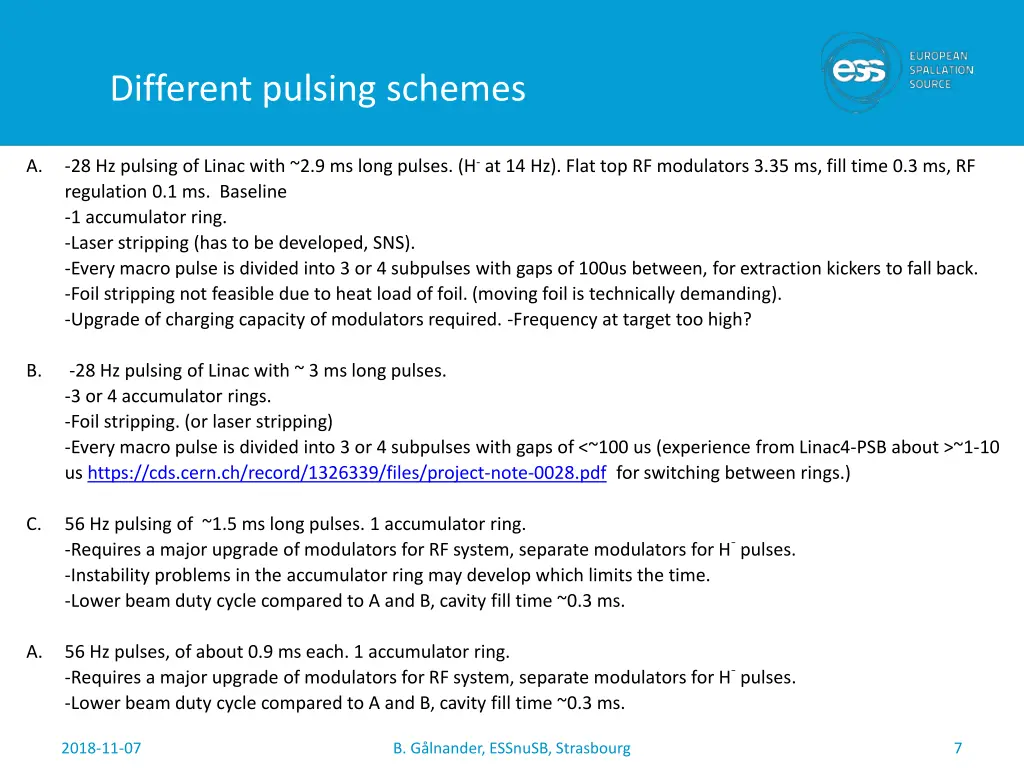 different pulsing schemes