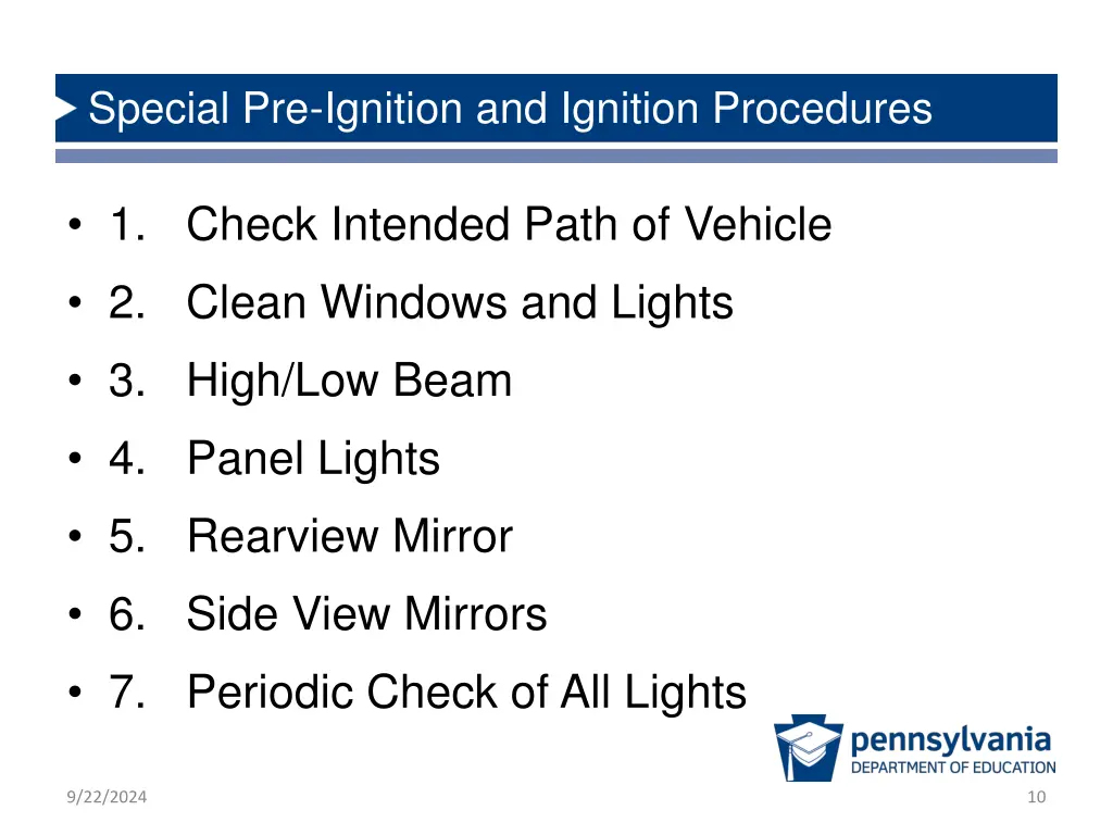 special pre ignition and ignition procedures