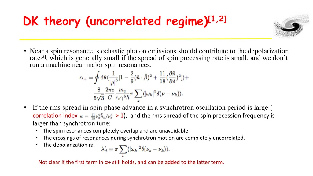 dk theory uncorrelated regime 1 2