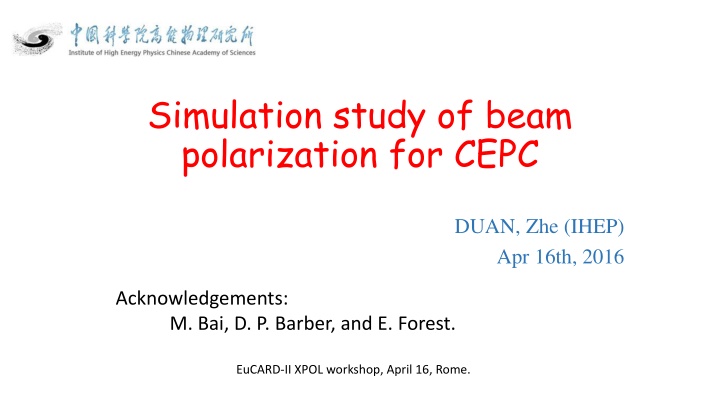 simulation study of beam polarization for cepc