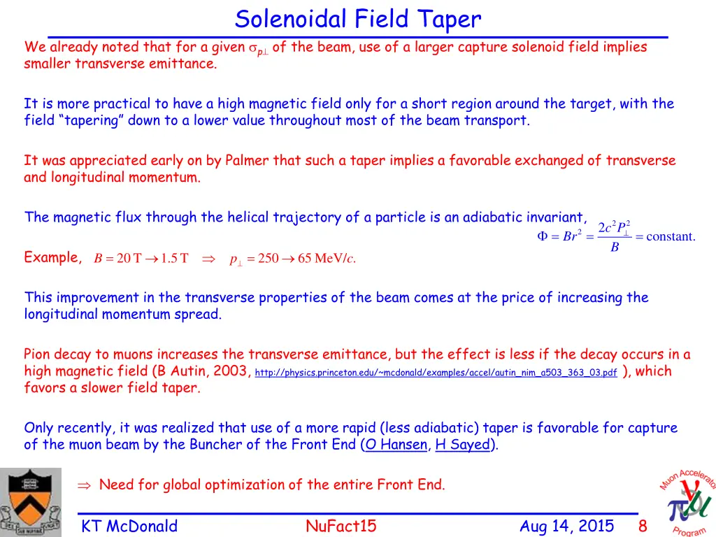 solenoidal field taper