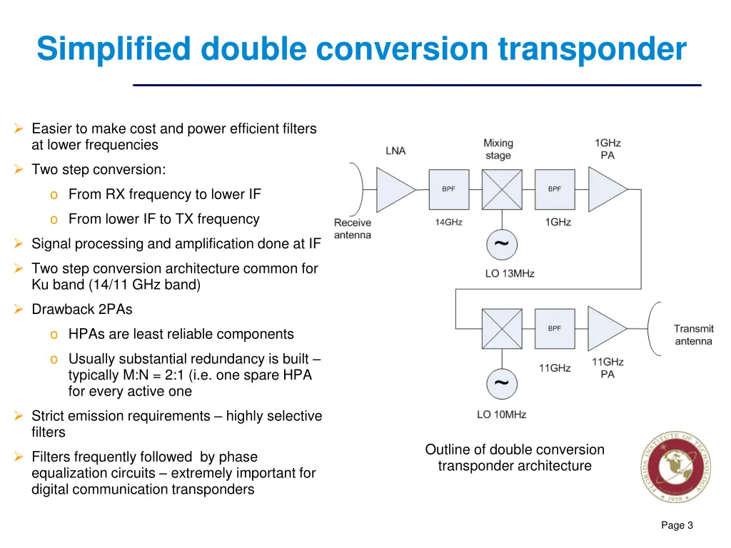 simplified double conversion transponder