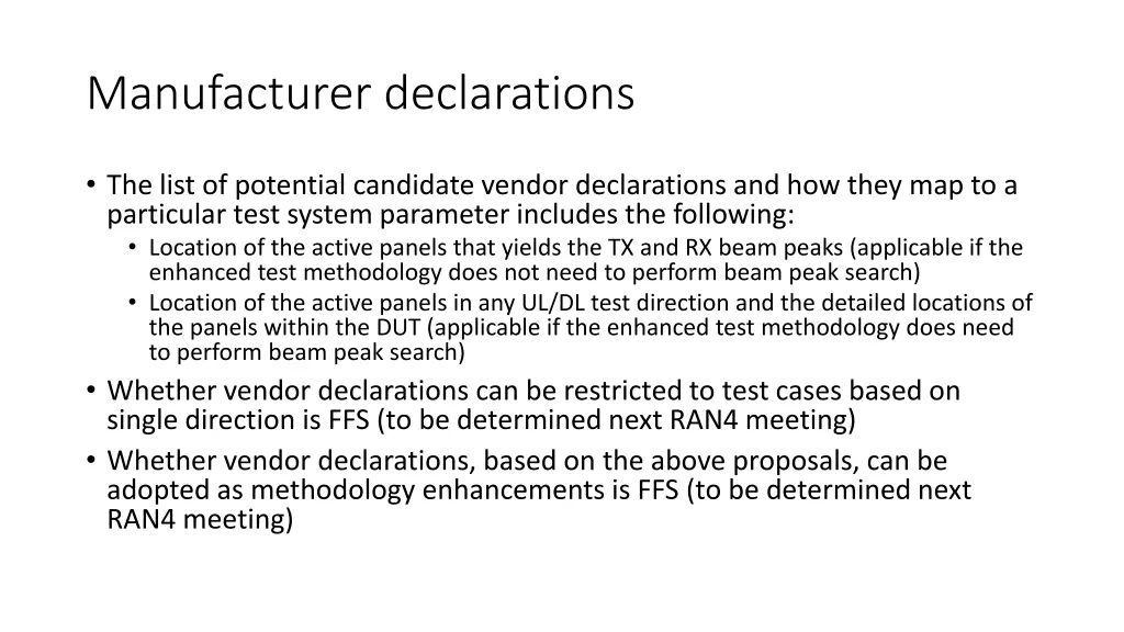 manufacturer declarations