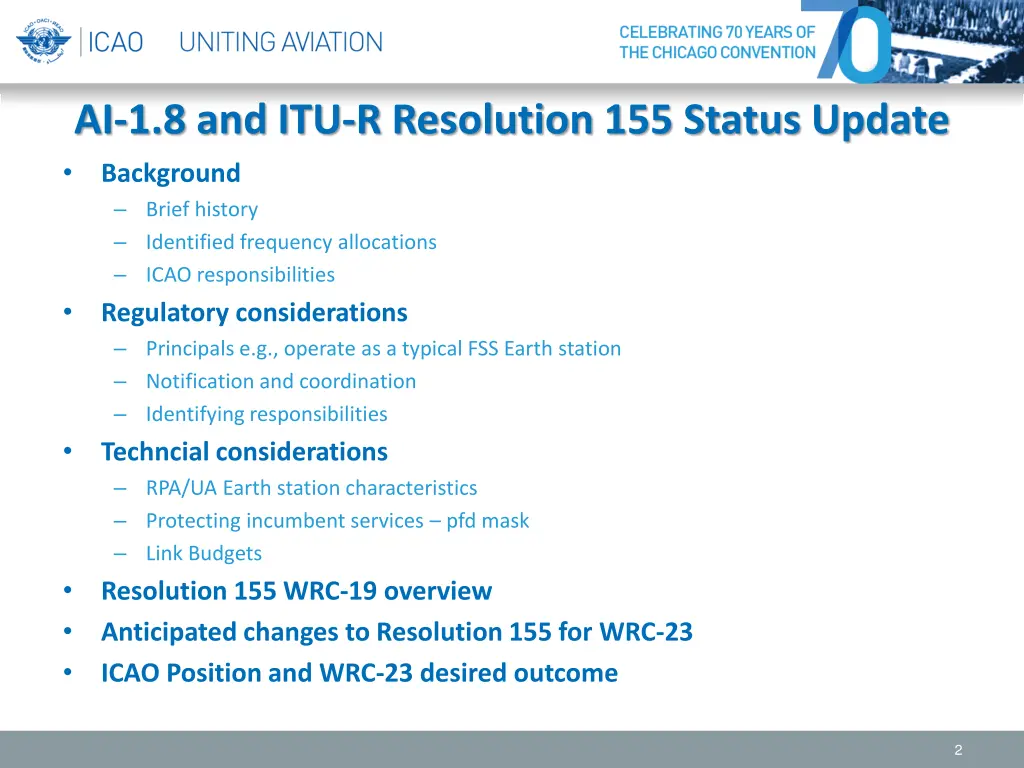 ai 1 8 and itu r resolution 155 status update