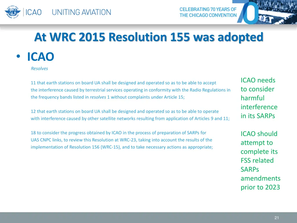 at wrc 2015 resolution 155 was adopted icao