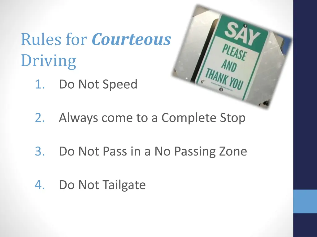 rules for courteous driving