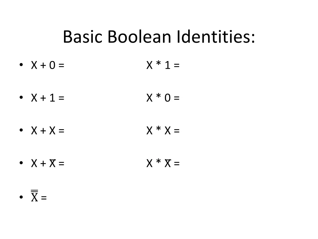 basic boolean identities