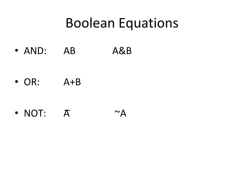 boolean equations