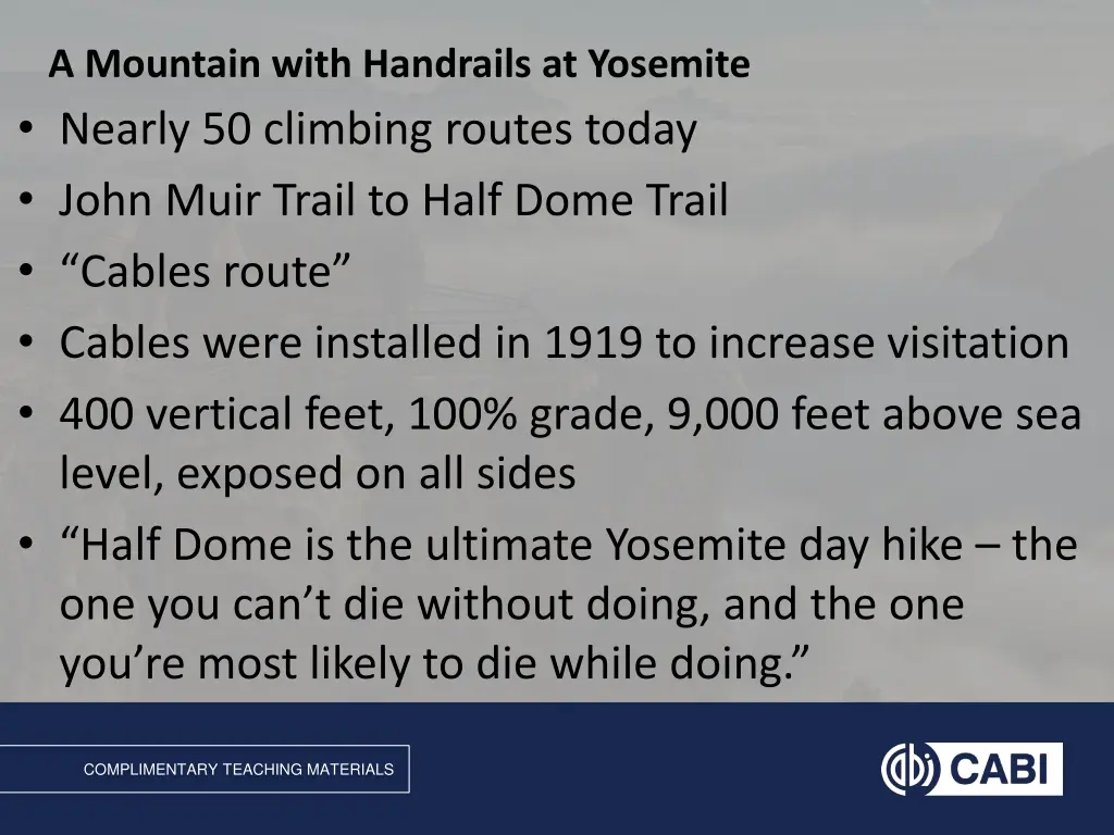 a mountain with handrails at yosemite 1