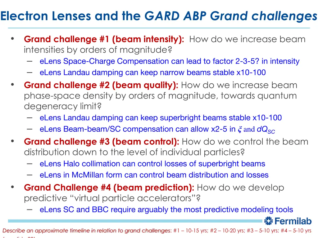 electron lenses and the gard abp grand challenges