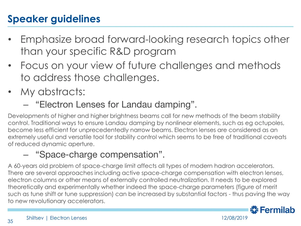 speaker guidelines