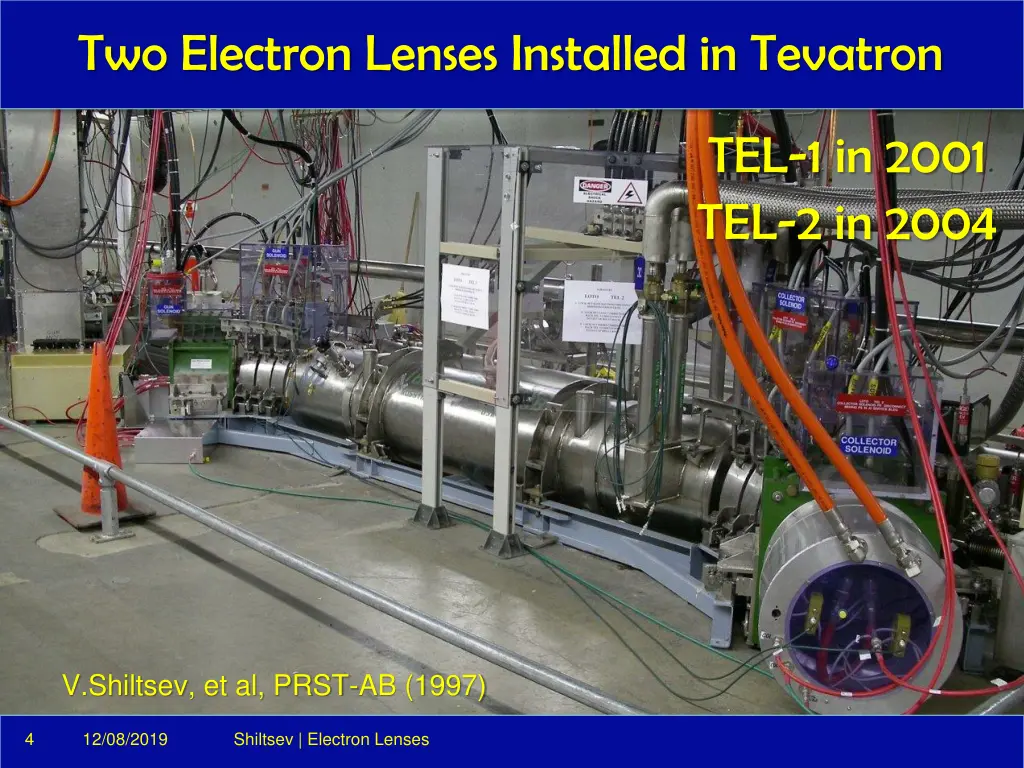 two electron lenses installed in tevatron