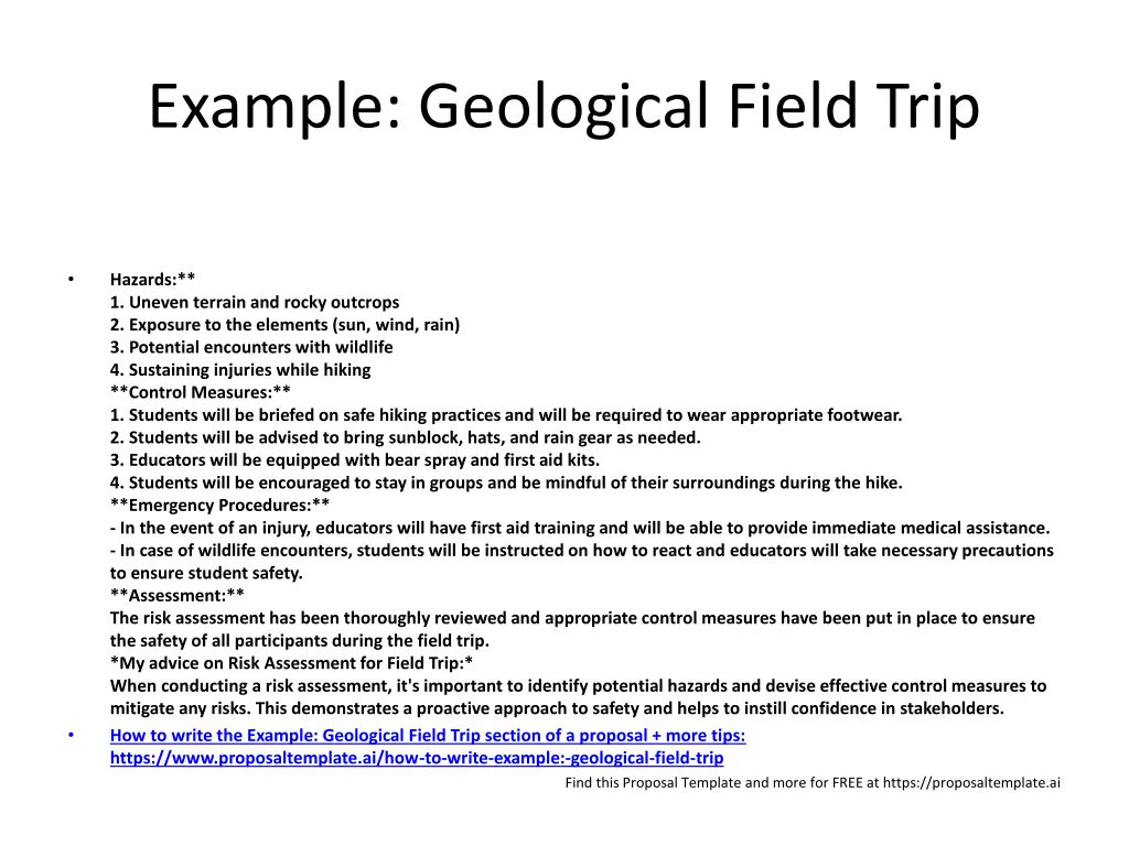 example geological field trip