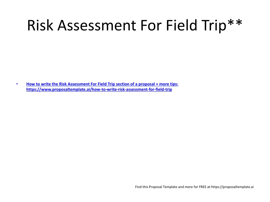 risk assessment for field trip