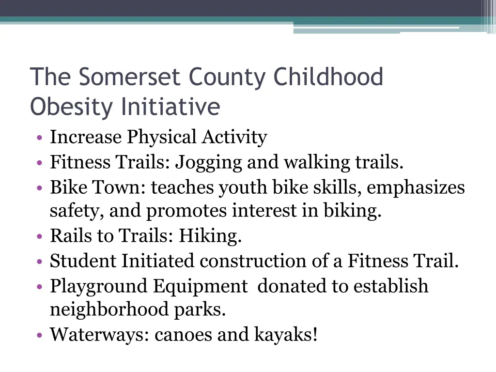 the somerset county childhood obesity initiative