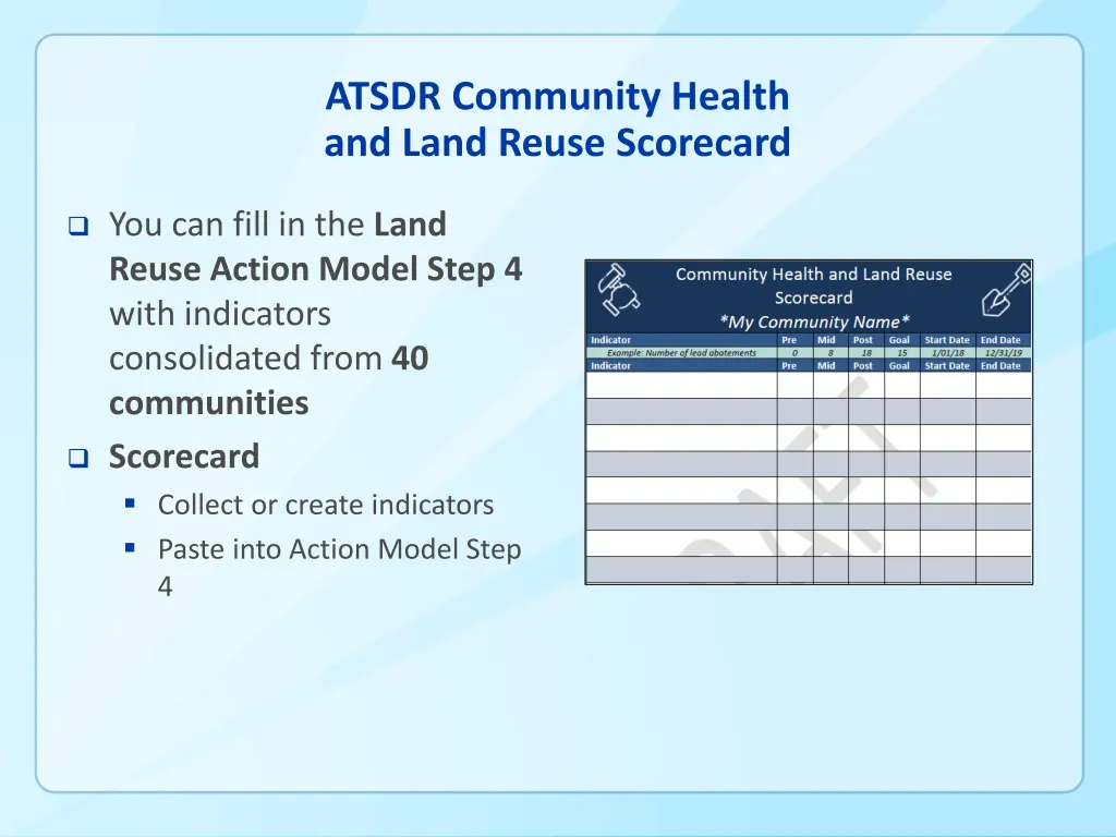 atsdr community health and land reuse scorecard