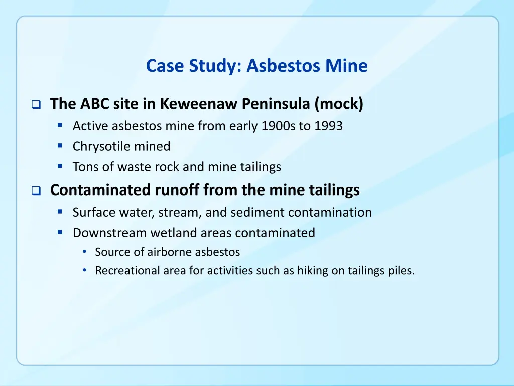 case study asbestos mine