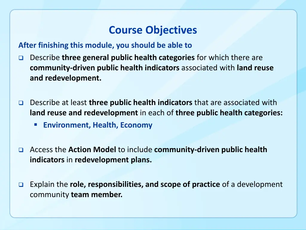 course objectives