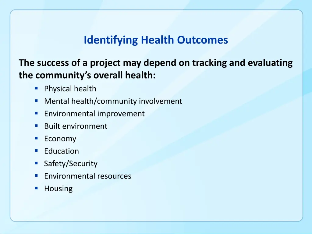 identifying health outcomes