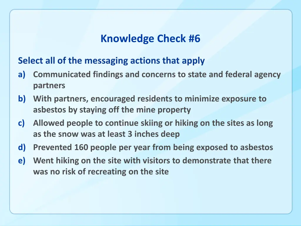 knowledge check 6