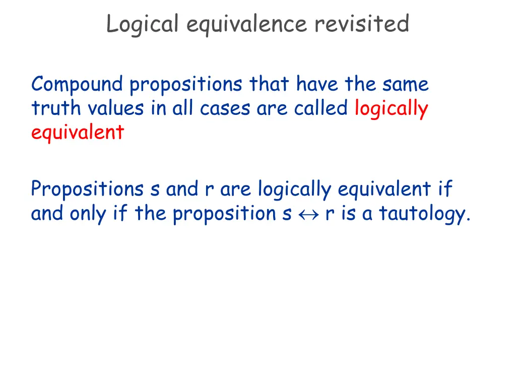 logical equivalence revisited