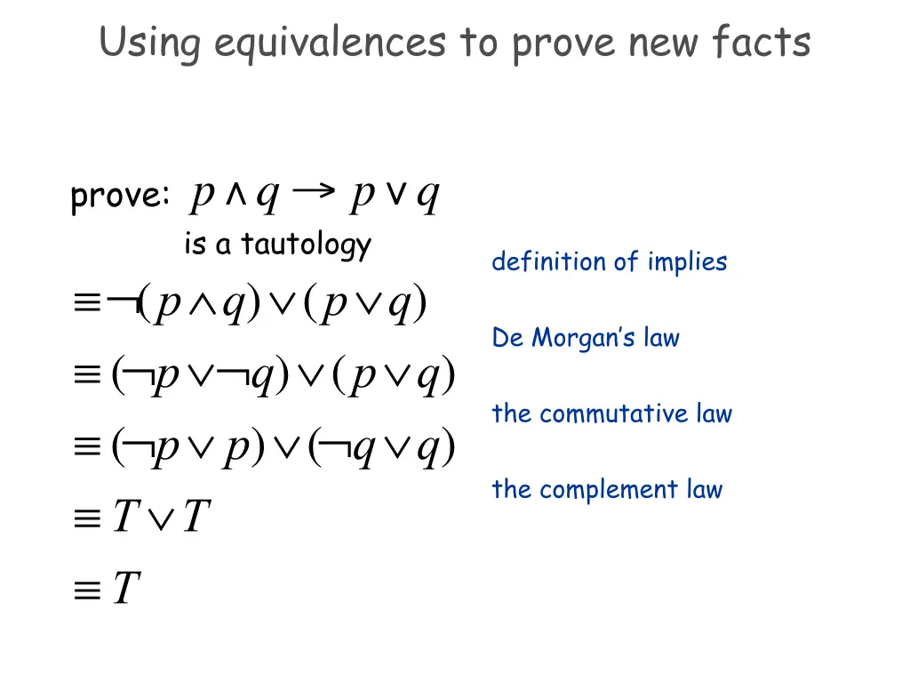 using equivalences to prove new facts