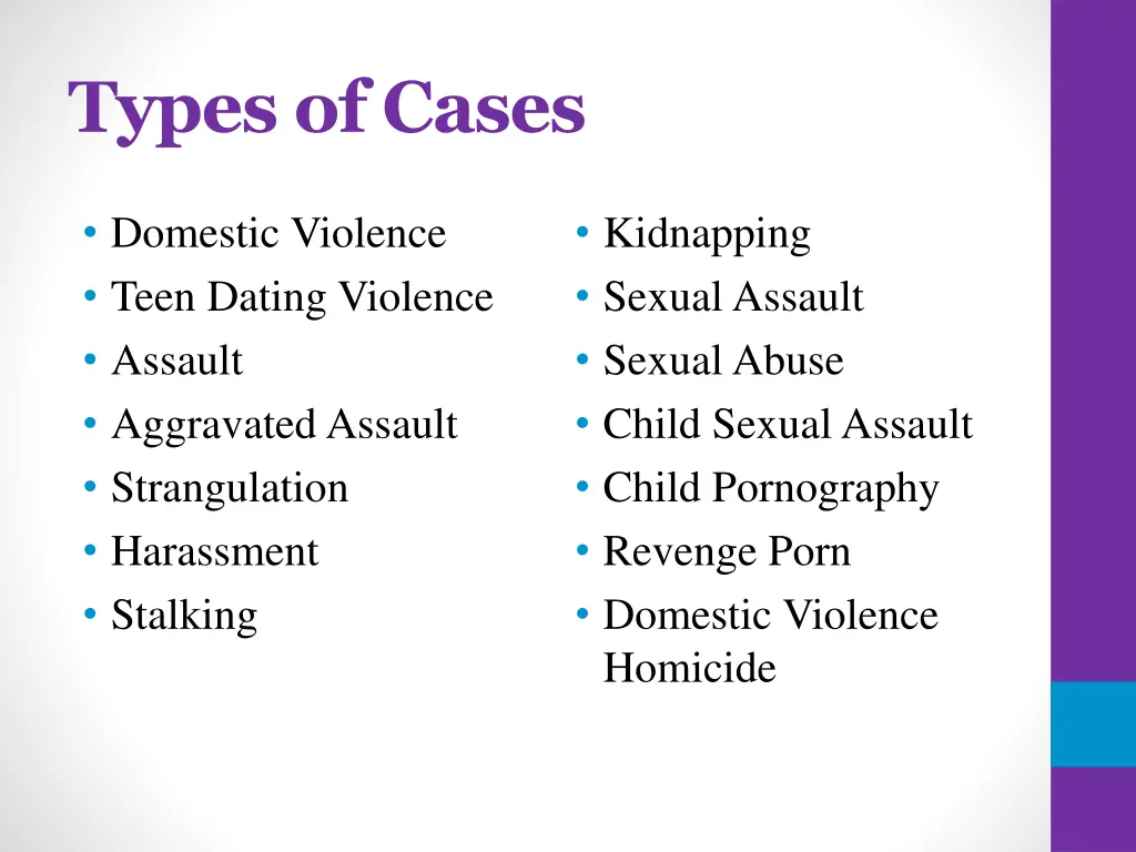 types of cases