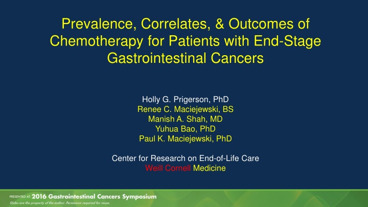 prevalence correlates outcomes of chemotherapy