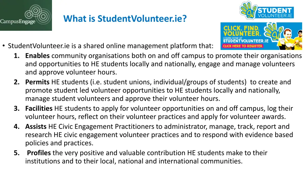 what is studentvolunteer ie