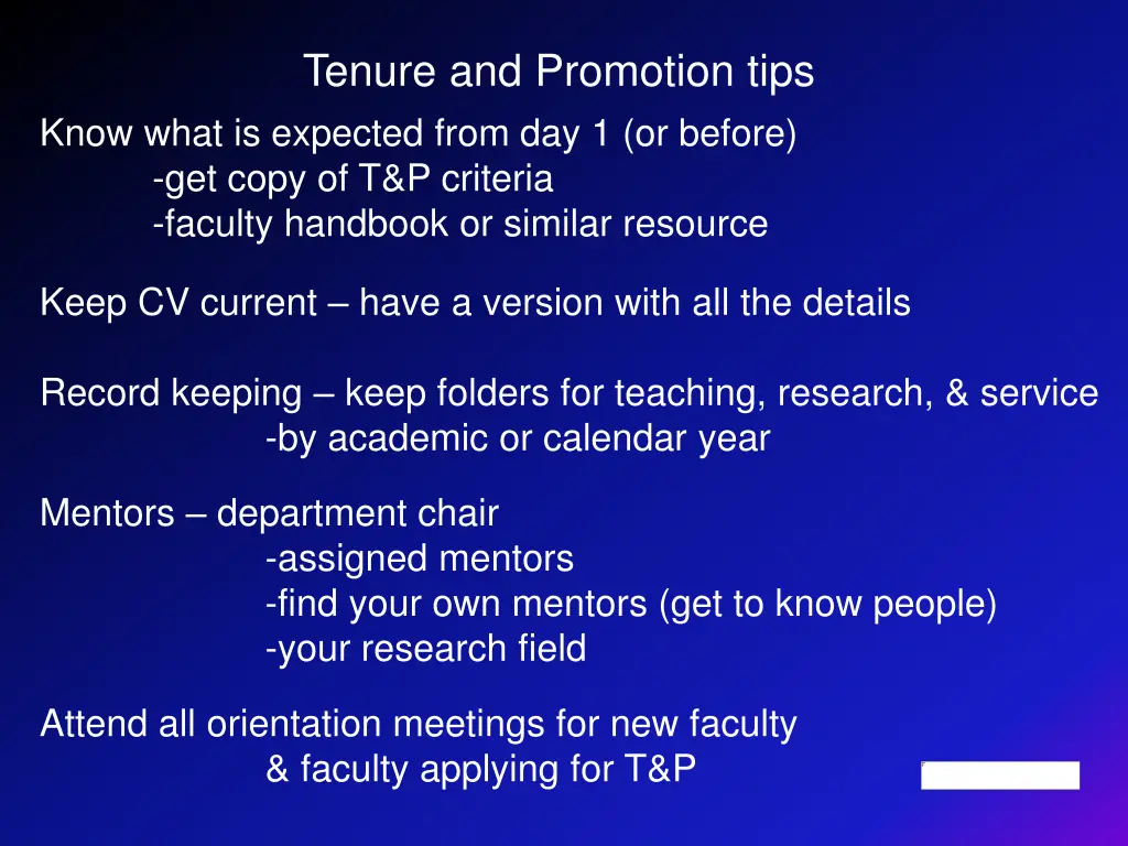 tenure and promotion tips