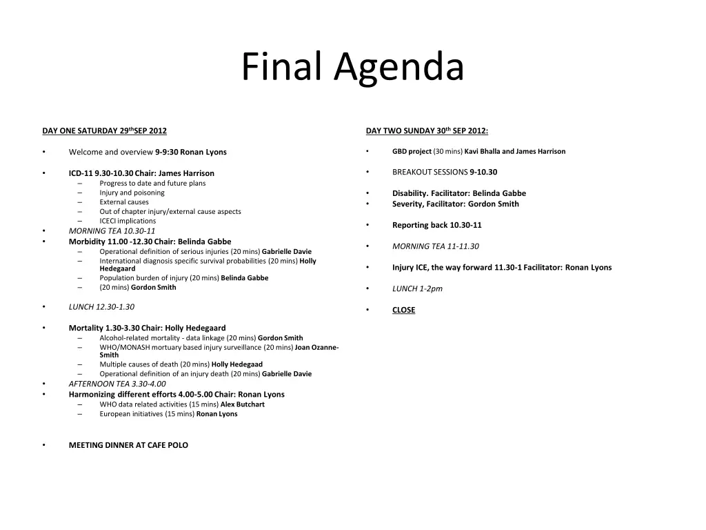 final agenda